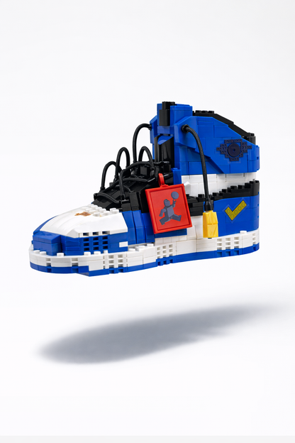 Close-up detail of AJ Game Royal DIY sneaker building block pieces