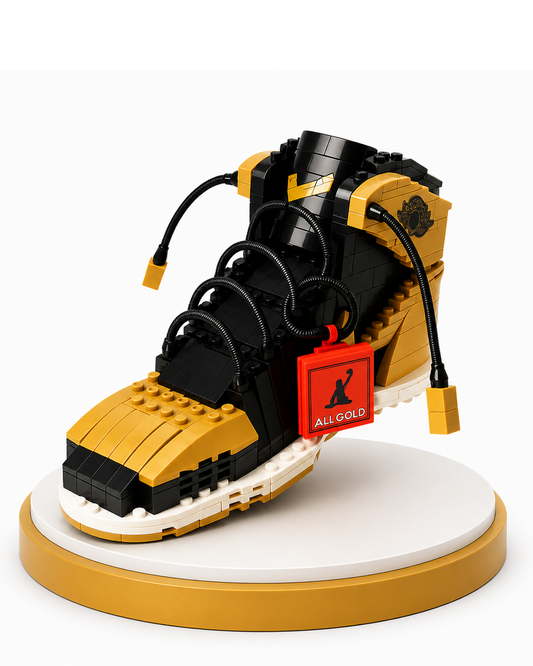 AJ Metallic Gold Sneaker DIY Building Block Collectible Set in New Zealand