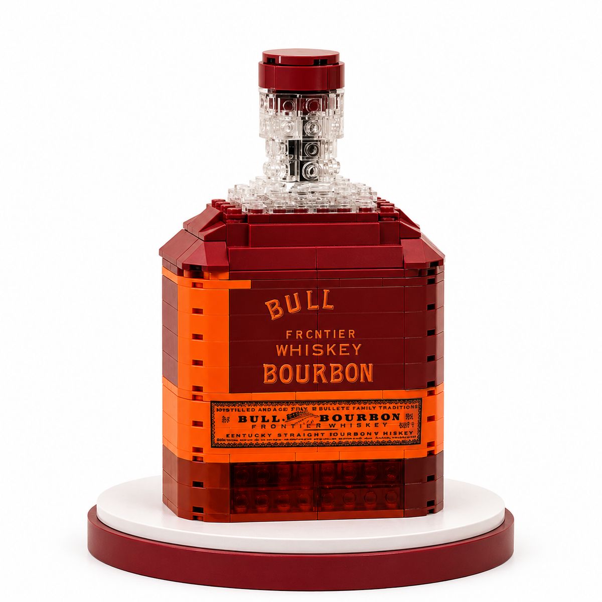 Bull Premium Bourbon Bottle Building Block Set collectible display model with 240 pieces