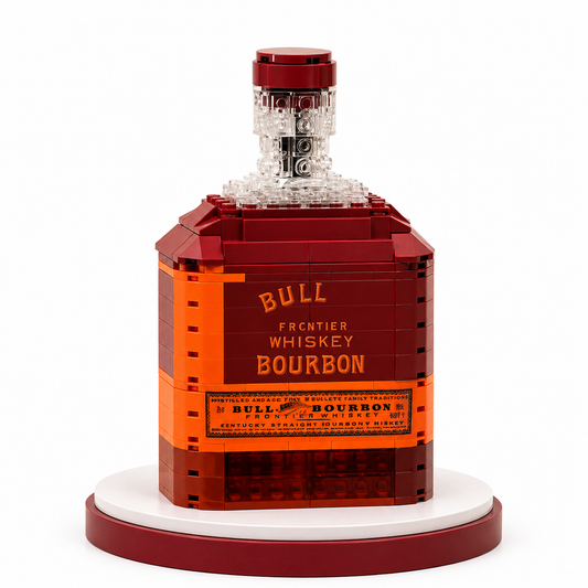 Bull Premium Bourbon Bottle Building Block Set collectible display model with 240 pieces