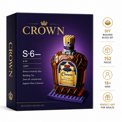 Crown Premium Gold Bottle Building Block Set with premium packaging and instructions
