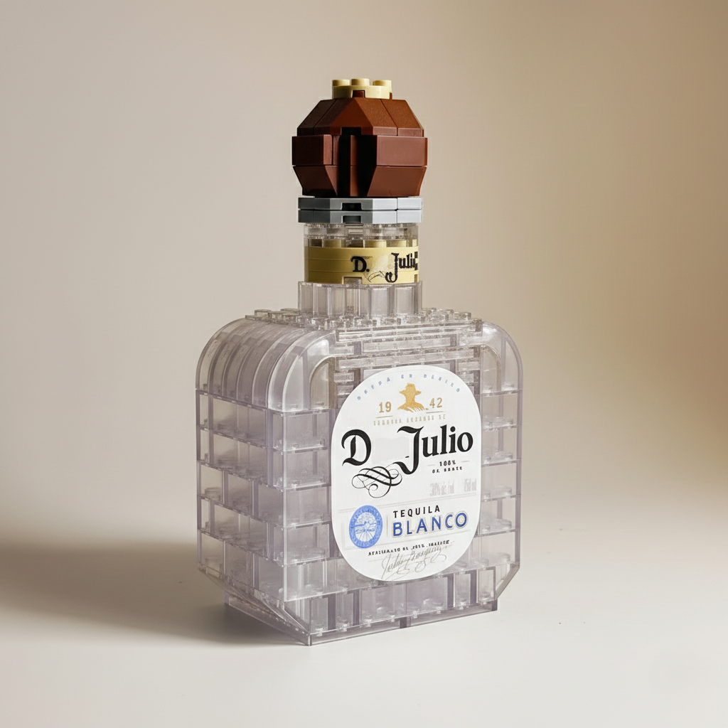 3D angled view of whisky inspired block bottle collectible model