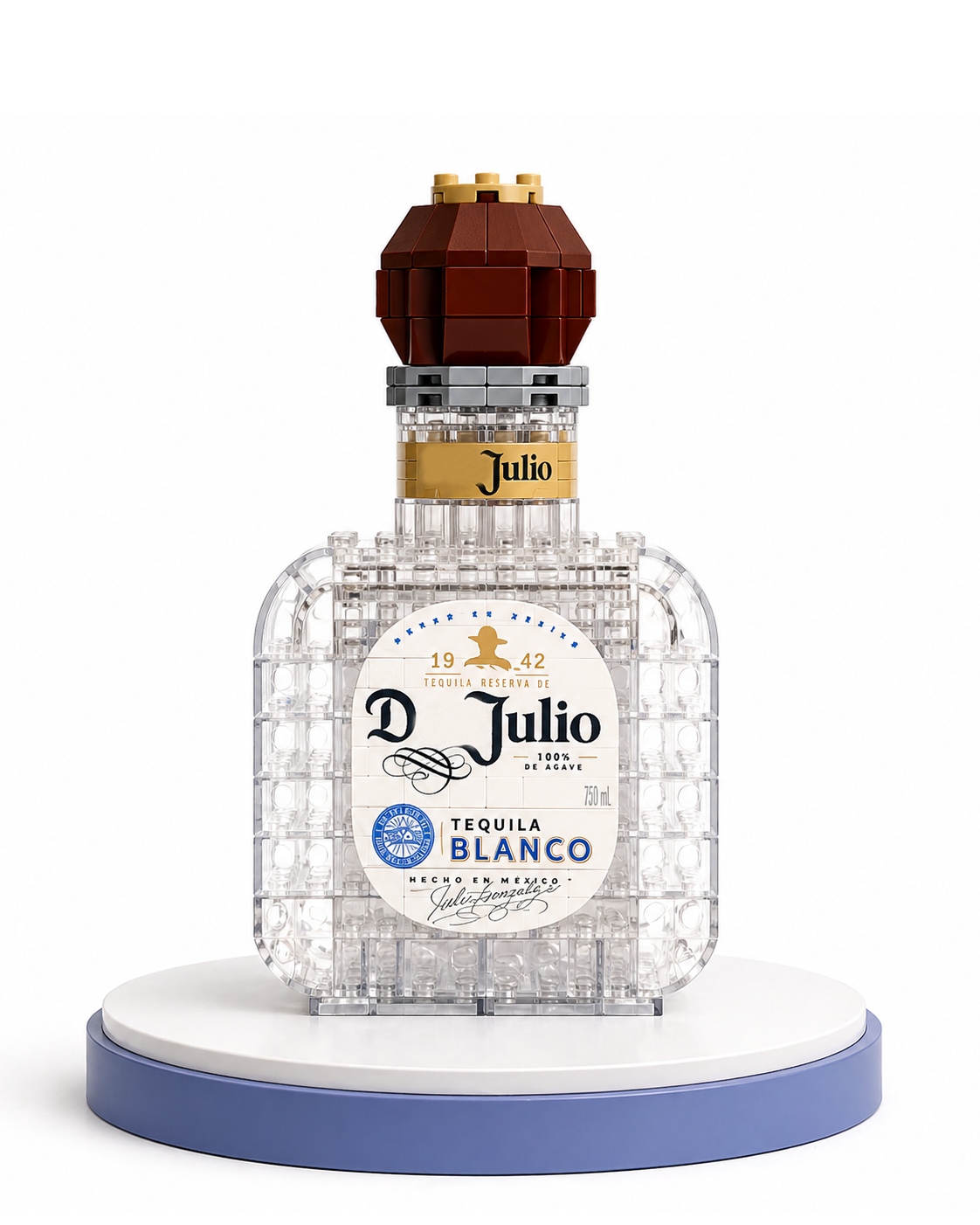 D-julio Block Bottle building block model displayed on shelf