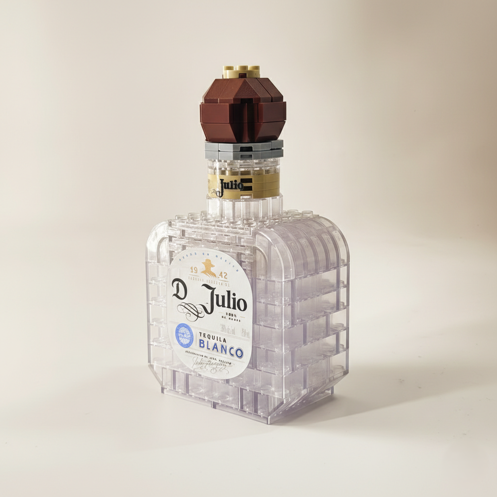 3D angled view of whisky inspired block bottle collectible model