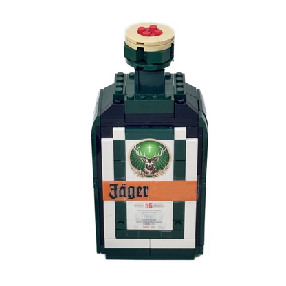 Close-up detail of Jager Green DIY bottle building block pieces