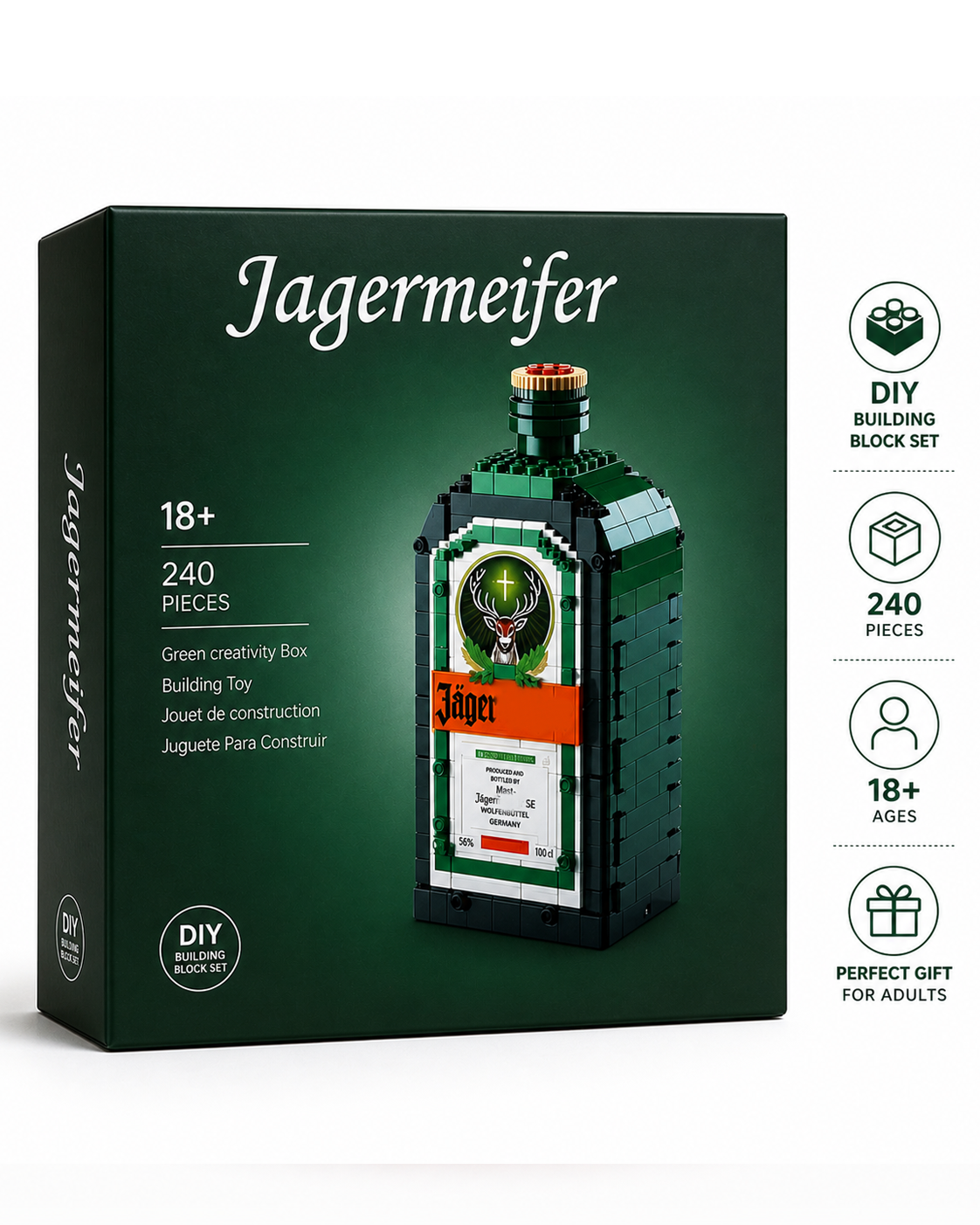 Jager Green Bottle DIY building block set packaging box