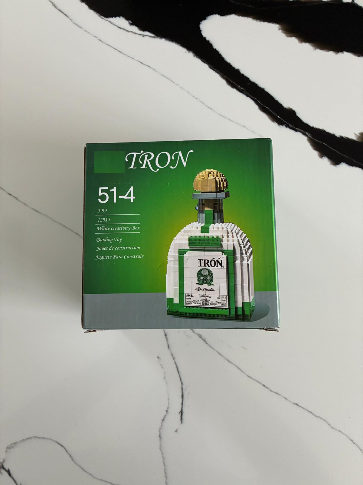 Tron Block Bottle box packaging for gift and collectible set