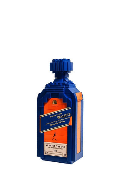3D angled view of whisky inspired block bottle collectible model